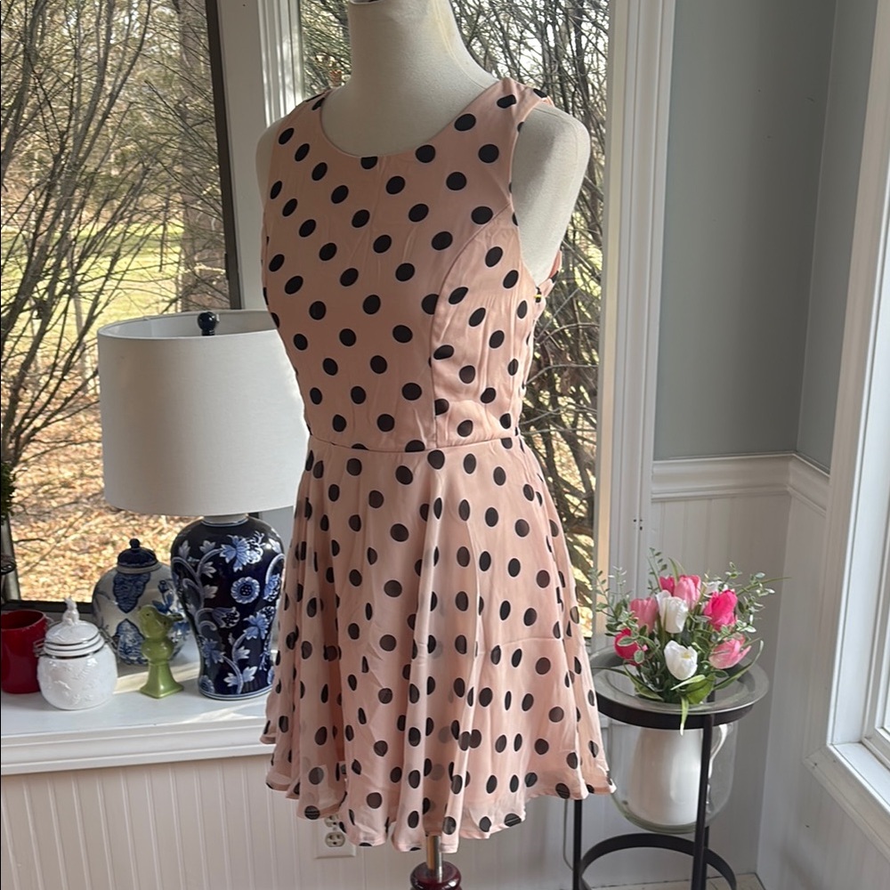Sans Souci Pink Polka Dot Asymmetrical Cocktail Dress size medium